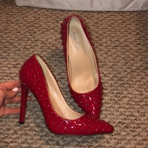 Red studded heels